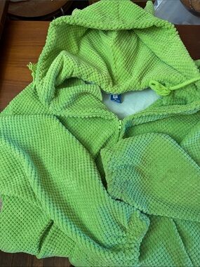 Cozy Lime Plush Hooded Zip-Up Sweatshirt